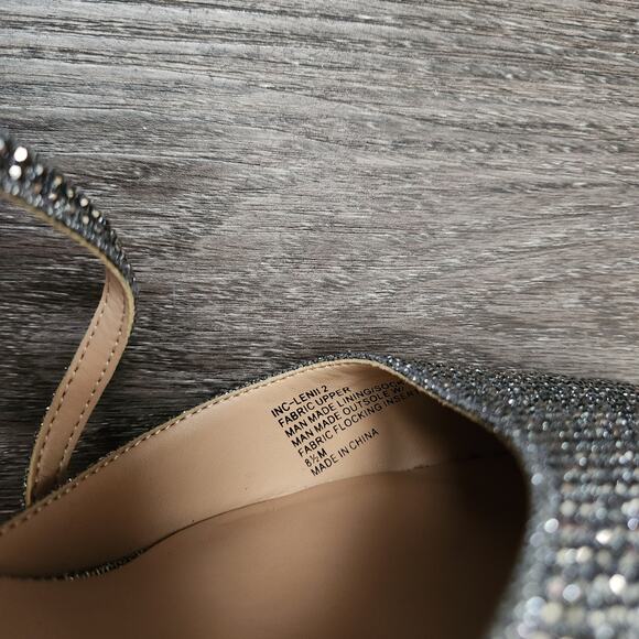 INC international concepts Lenii Silver Rhinestone strappy heels size 8.5 - Picture 5 of 5